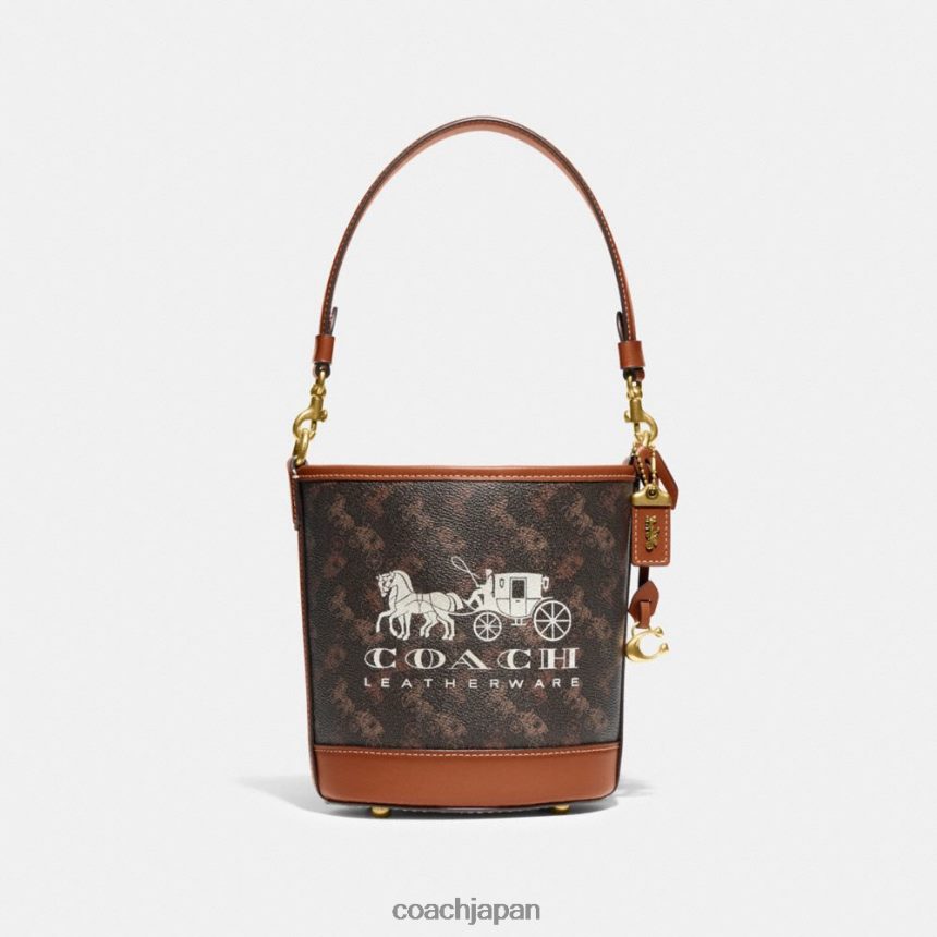 Coach 女性 ダコタ バケットバッグ 16 馬車プリント b4/トリュフバーニッシュアンバー TZL40218