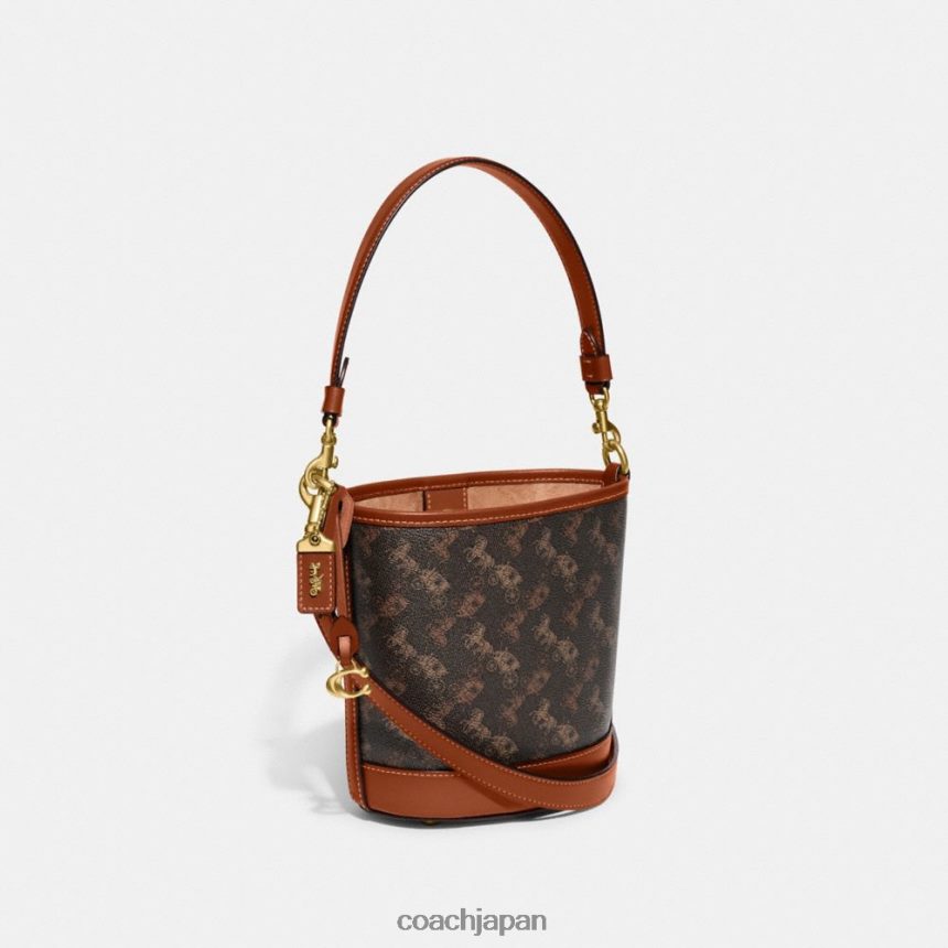 Coach 女性 ダコタ バケットバッグ 16 馬車プリント b4/トリュフバーニッシュアンバー TZL40218