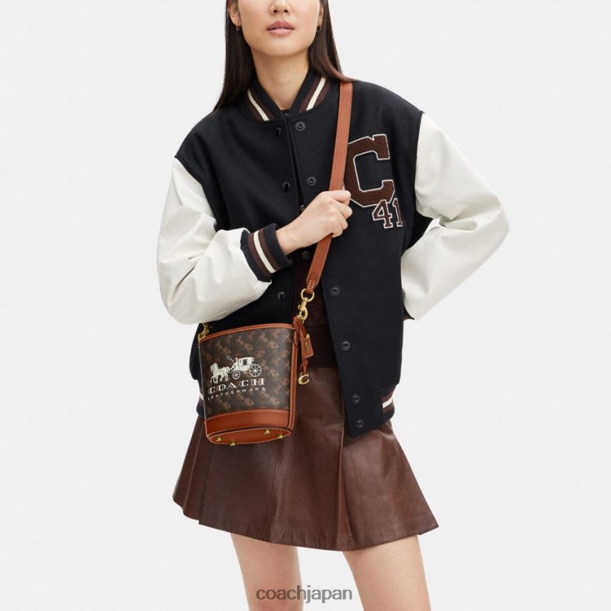 Coach 女性 ダコタ バケットバッグ 16 馬車プリント b4/トリュフバーニッシュアンバー TZL40218