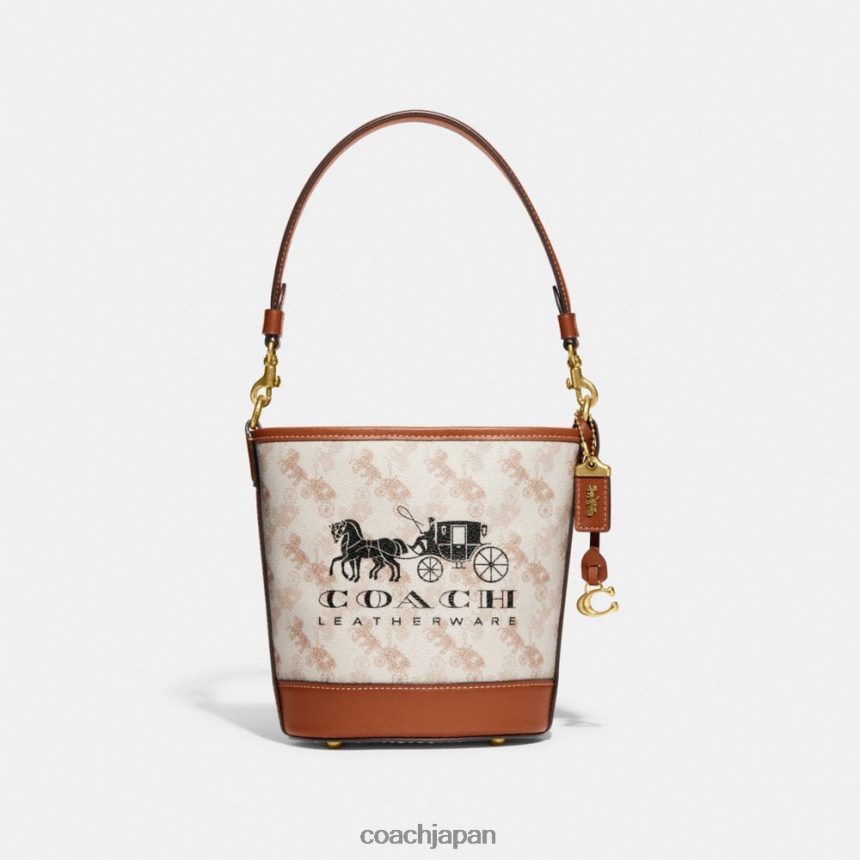 Coach 女性 ダコタ バケットバッグ 16 馬車プリント b4/チョーク磨きアンバー TZL40220