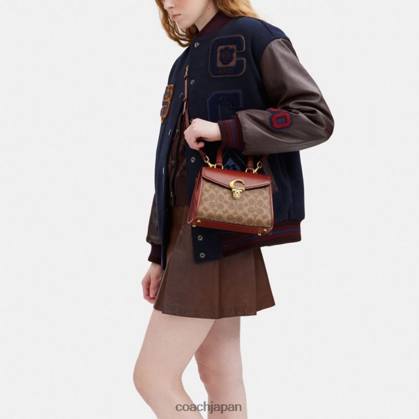 Coach 女性 サミー トップハンドル 21 シグネチャー キャンバス b4/黄褐色錆び TZL402246