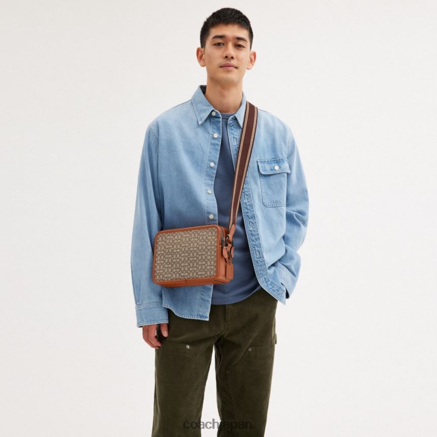 Coach 男性 チャーター クロスボディ 24 (マイクロ シグネチャー ジャカード) ココア/バーニッシュアンバー TZL402663