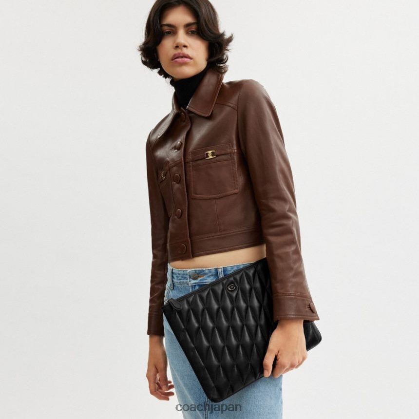 Coach 女性 ポーチ 33 枕キルティング付き v5/ブラック TZL402307