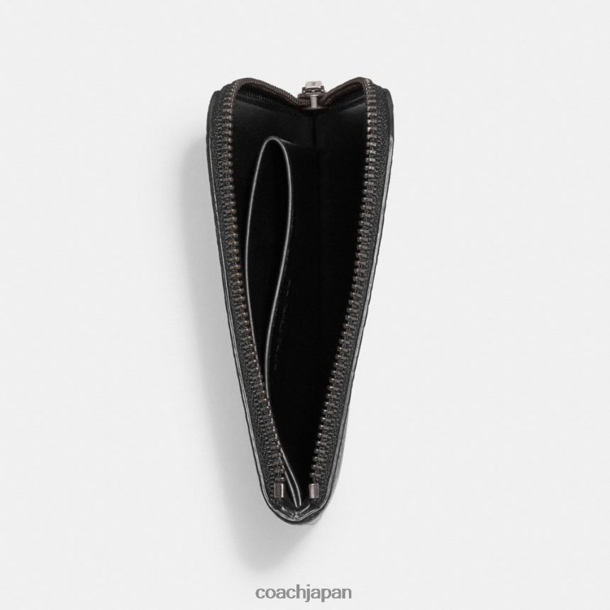 Coach 男性 シグネチャー キャンバス製 3-in-1 L ジップ ウォレット チャコール/ブラック TZL402710