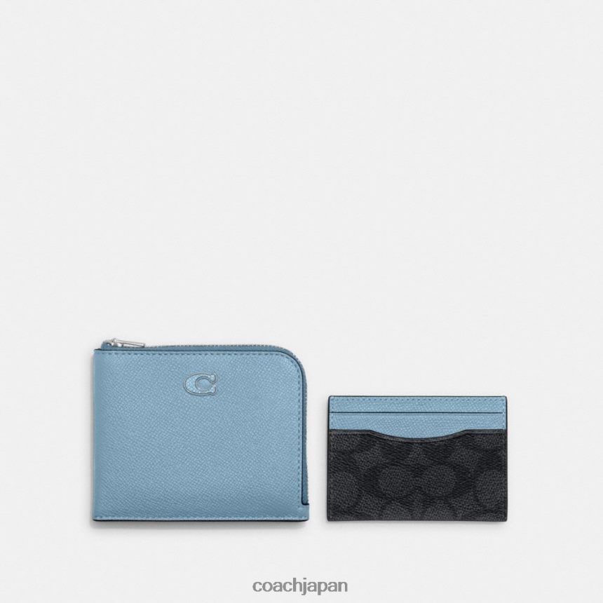 Coach 男性 シグネチャー キャンバス付き 3-in-1 L ジップ ウォレット プール/炭 TZL402715