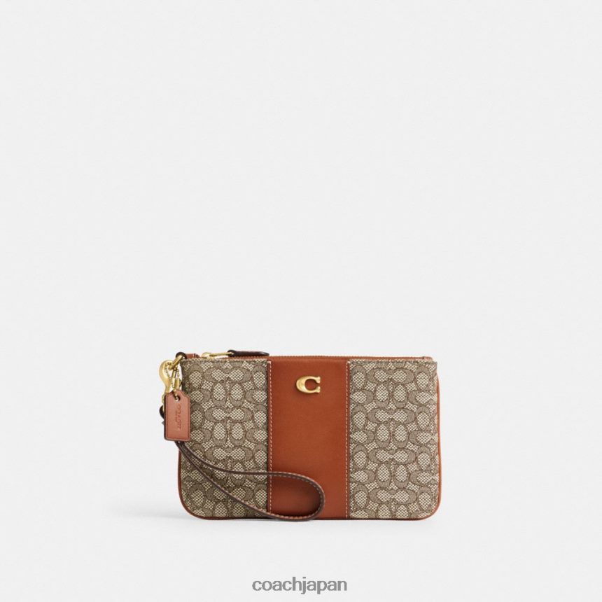 Coach 女性 マイクロシグネチャージャカードの小さなリストレット B4/ココアバーニッシュAMB TZL402362