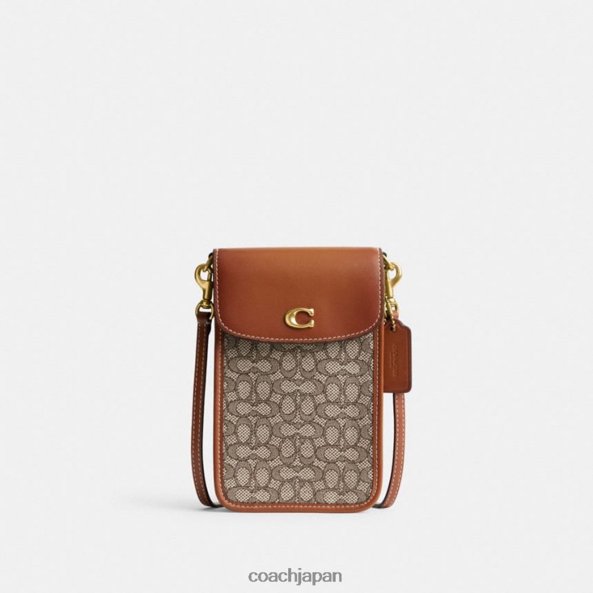 Coach 女性 マイクロシグネチャージャカードのフォンクロスボディ B4/ココアバーニッシュAMB TZL402386