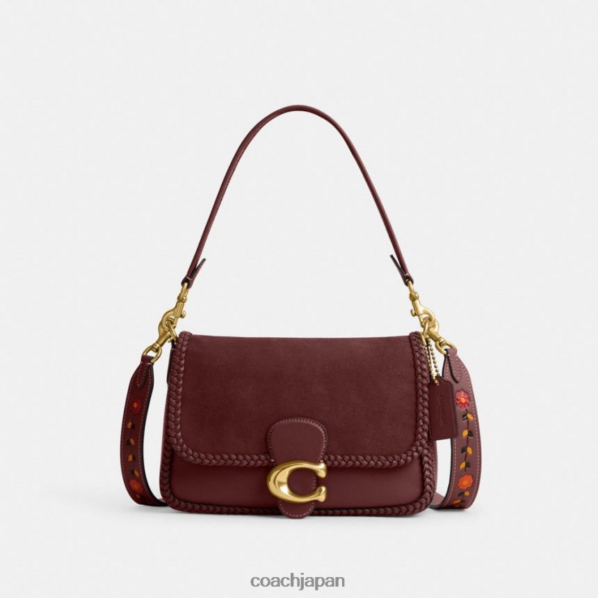 Coach 女性 三つ編み付きソフトタビーショルダーバッグ B4/ワイン TZL402129