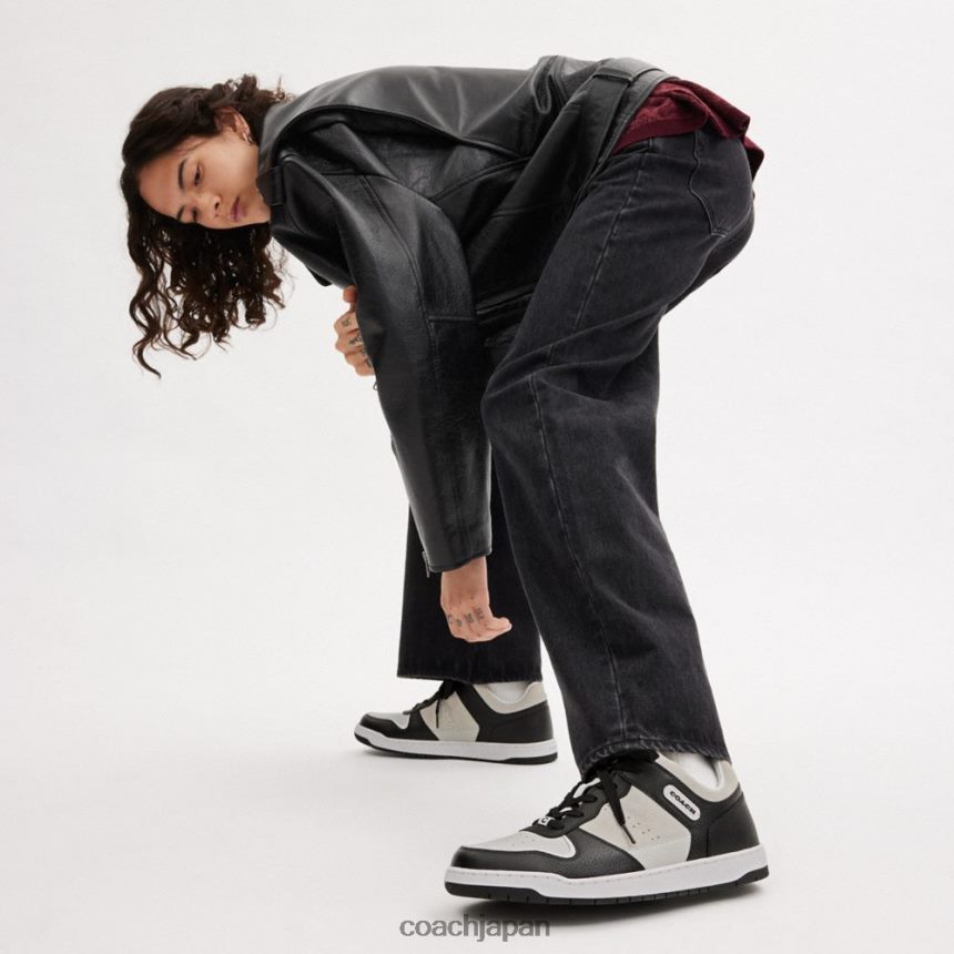 Coach 男性 C201スニーカー ブラック/ライトグレー TZL402736