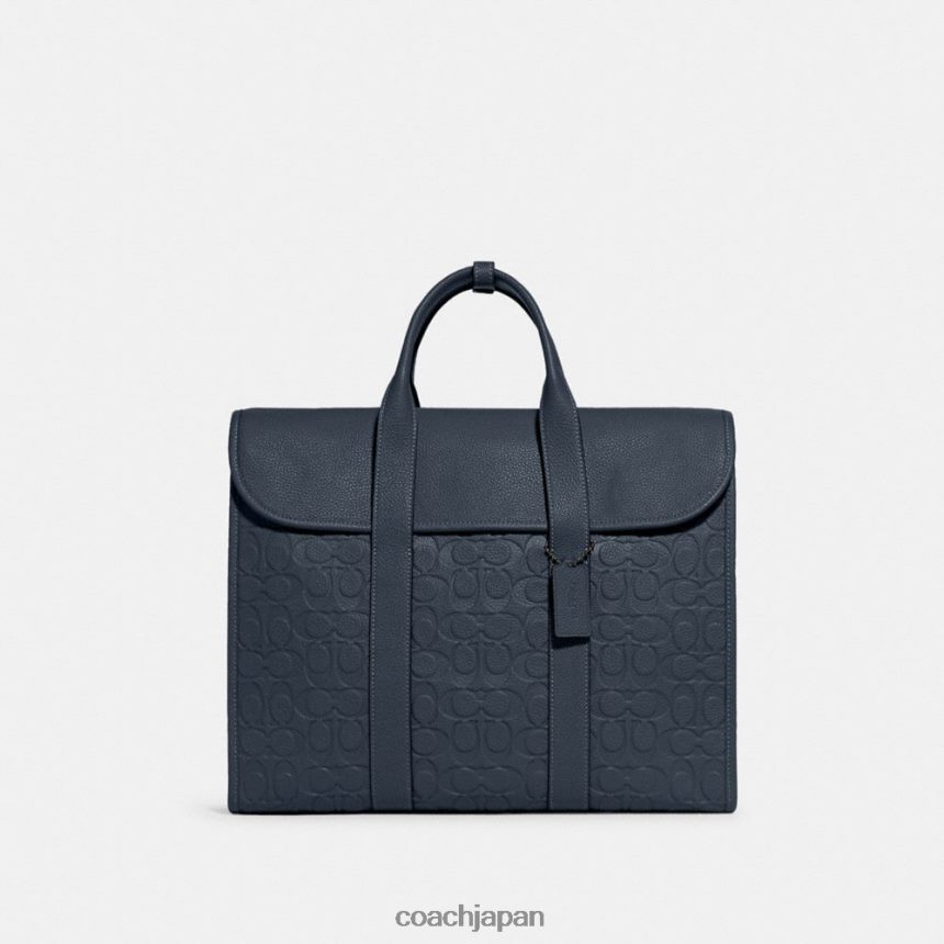 Coach 男性 シグネチャー レザーの Gotham ポートフォリオ デニム TZL402623