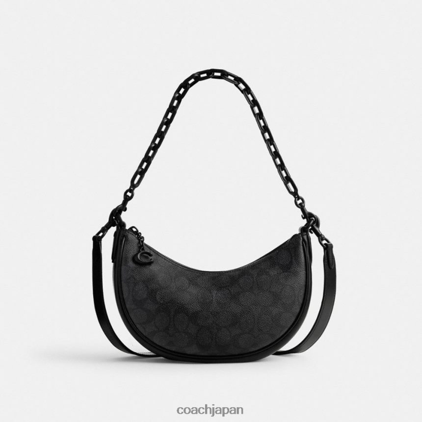 Coach 女性 ミラ ショルダーバッグ シグネチャー キャンバス MW/チャコール/ブラック TZL40252