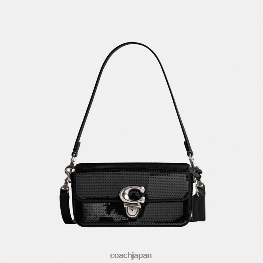 Coach 女性 スパンコール付きスタジオ バゲット バッグ 左/黒 TZL402183
