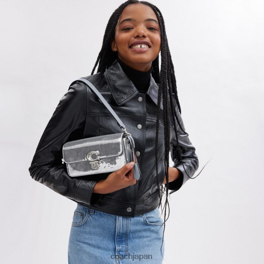 Coach 女性 スパンコール付きスタジオ バゲット バッグ 左/シルバー TZL402184