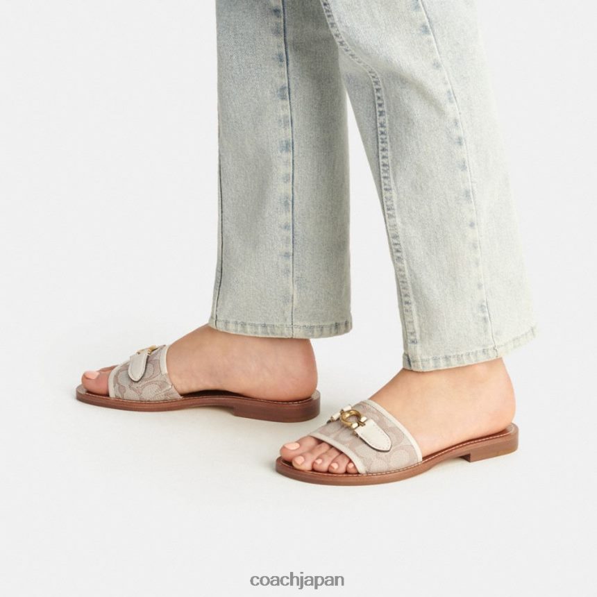 Coach 女性 イナ サンダル シグネチャー ジャカード 石/チョーク TZL402422