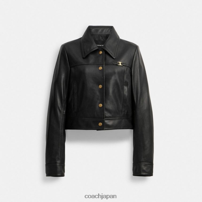 Coach 女性 スナップフロントシュリンクジャケット 黒 TZL402446