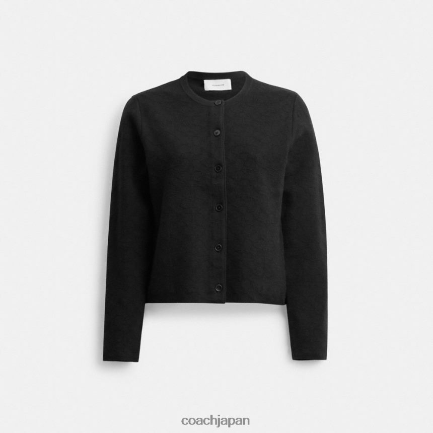 Coach 女性 シグネチャーニットクロップドカーディガン 黒 TZL402452