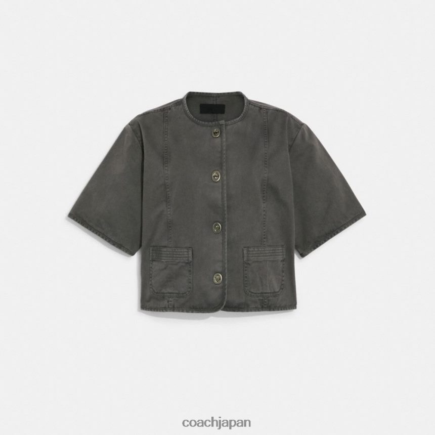 Coach 女性 ウーブンセット半袖ジャケット ウォッシュドブラック TZL402461