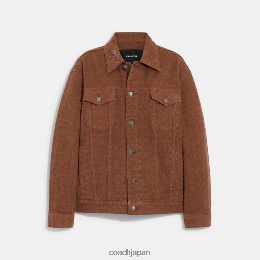 Coach 女性 シグネチャージャカードデニムジャケット 茶色の署名 TZL402464