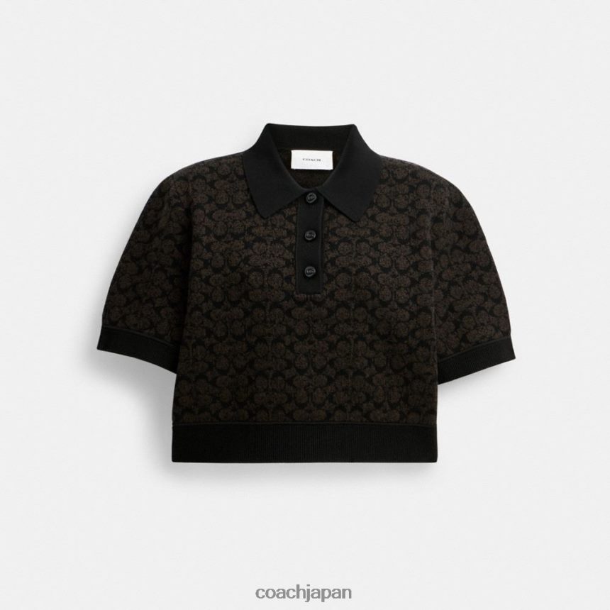 Coach 女性 スポーティーなクロップドポロシャツ 茶色 TZL402498