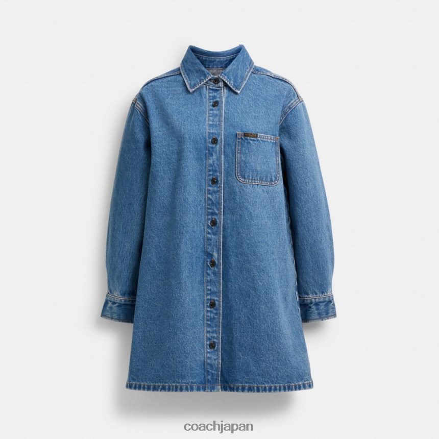 Coach 女性 デニムシャツドレス インディゴブルー TZL402521
