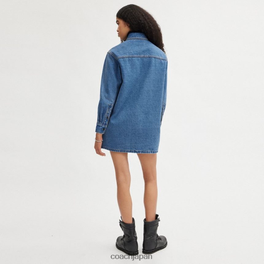 Coach 女性 デニムシャツドレス インディゴブルー TZL402521
