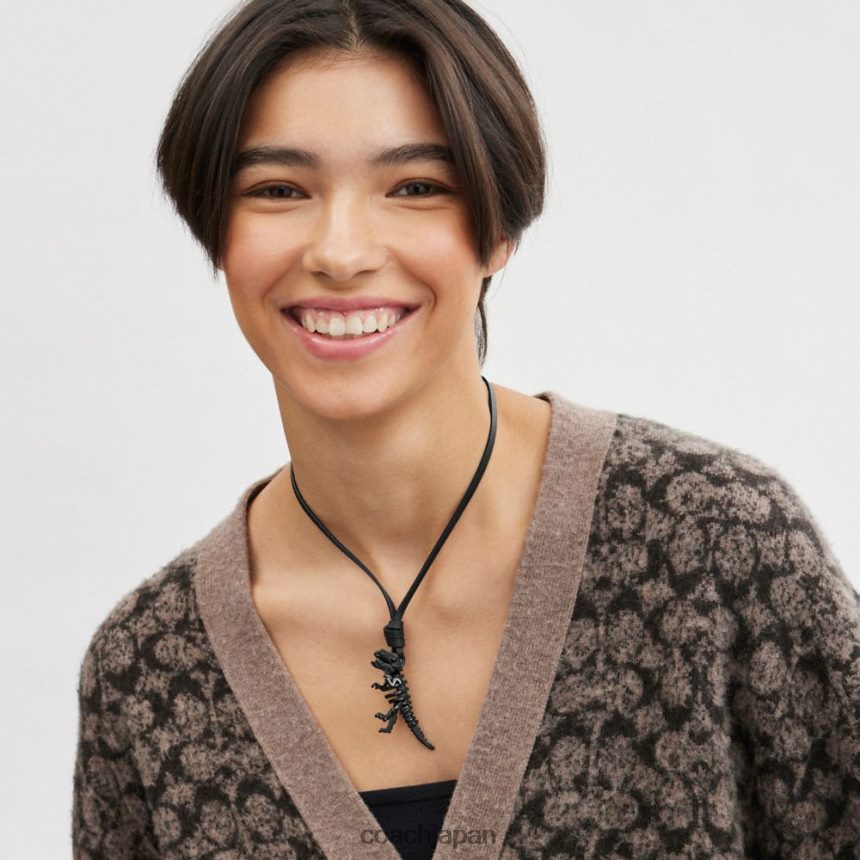 Coach 女性 スケルタル レキシー レザー ネックレス 黒 TZL402535