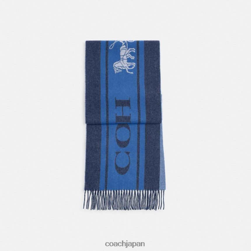 Coach 女性 バーシティスポーツ カシミアマフラー ミッドナイトネイビー TZL402576