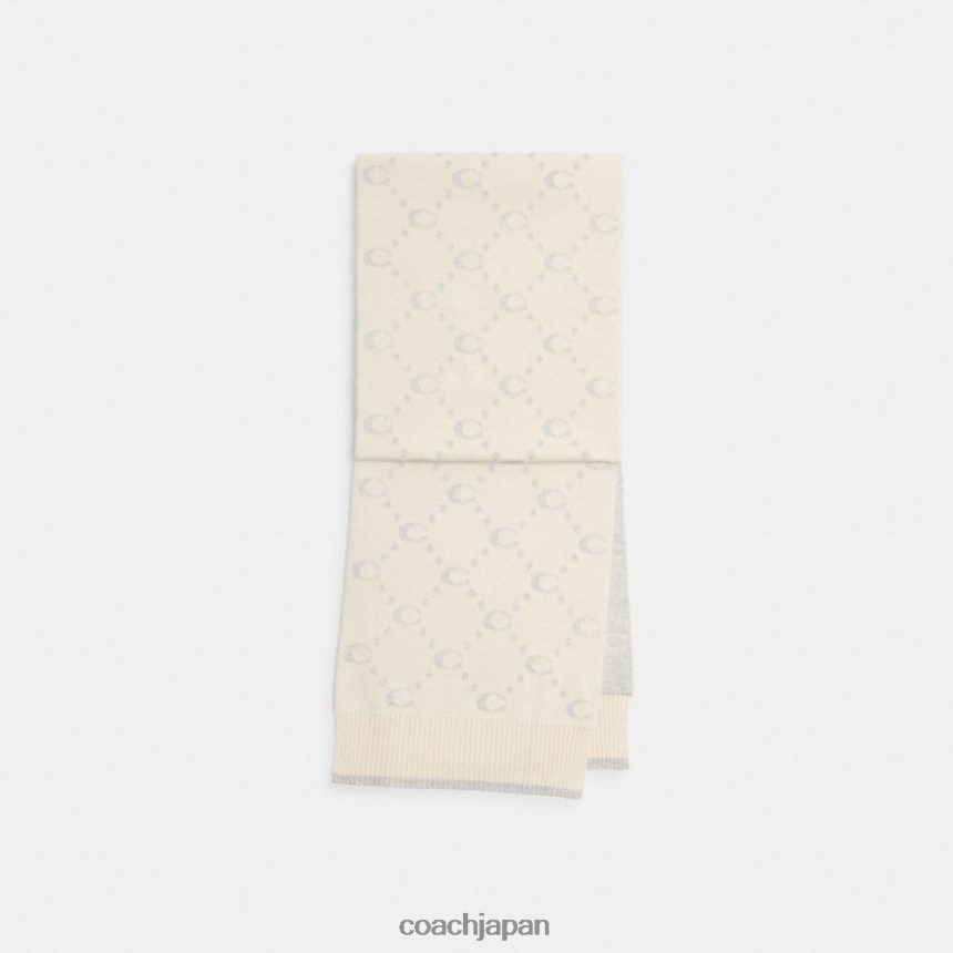 Coach 女性 シグネチャーメタリックプリントマフラー チョーク TZL402581