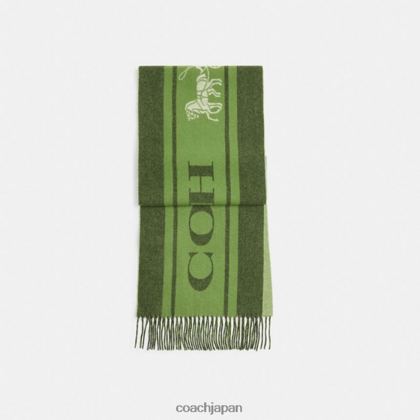 Coach 女性 バーシティスポーツ カシミアマフラー アマゾングリーン TZL402583