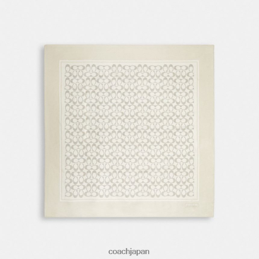 Coach 女性 ヴィンテージ シグネチャー プリント シルク スクエア スカーフ 蒸気 TZL402585