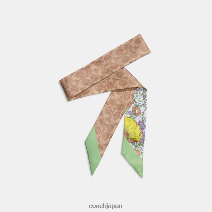 Coach 女性 ミックスガーデンフローラルプリントシルクスキニースカーフ マルチ/ライラック TZL402597