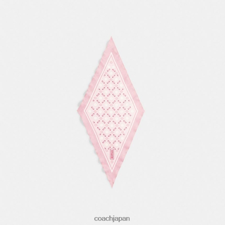 Coach 女性 ティー ローズ プリント シルク ダイヤモンド スカーフ 花ピンク TZL402609