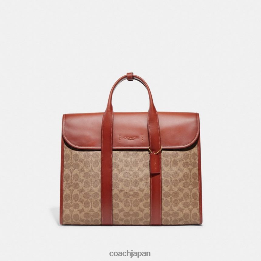 Coach 男性 署名キャンバスのゴッサム ポートフォリオ 日焼け/錆び TZL402626