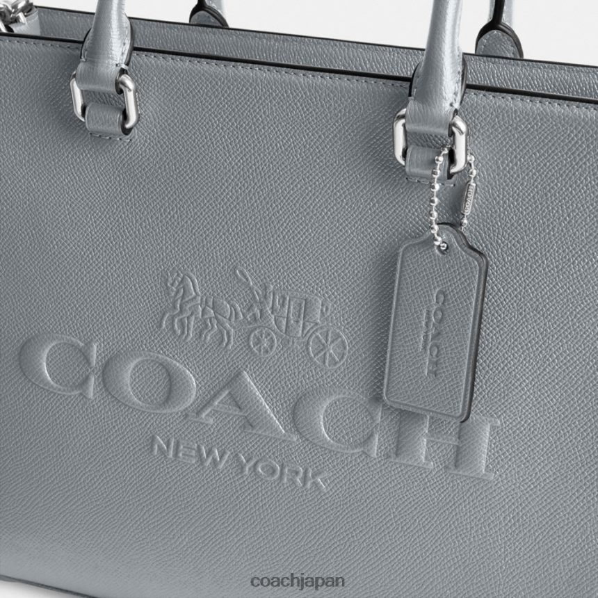 Coach 男性 シグネチャーキャンバス付きトートバッグ グレーブルー TZL402634
