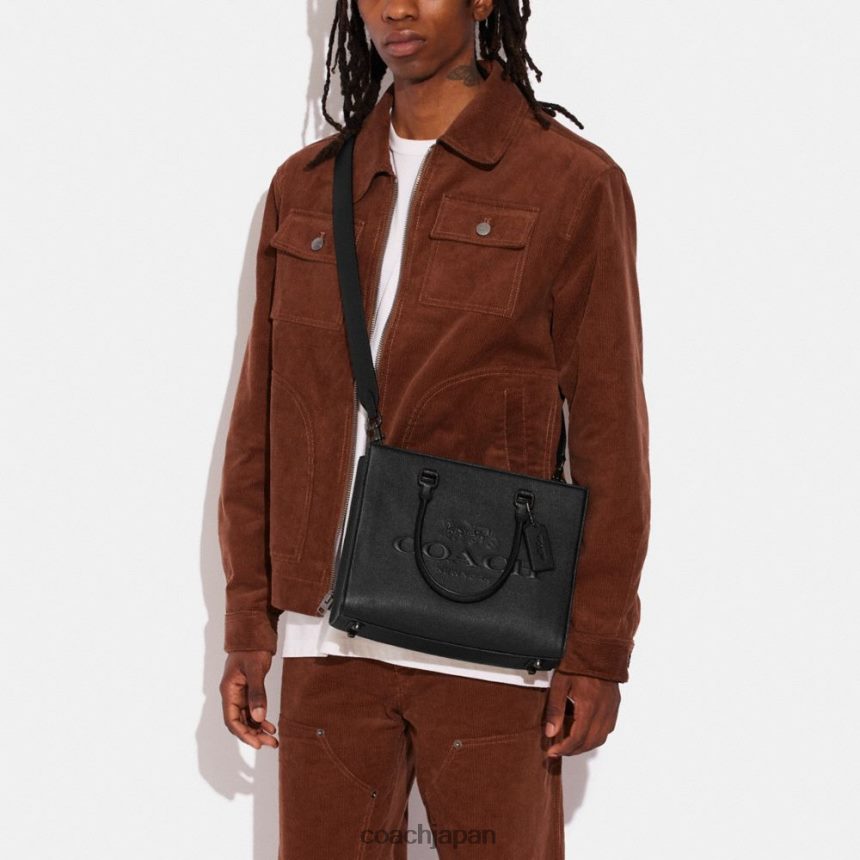 Coach 男性 シグネチャーキャンバス付きトートバッグ 黒 TZL402637