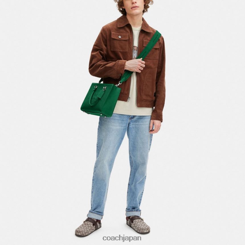 Coach 男性 シグネチャーキャンバス付きトートバッグ 緑 TZL402643