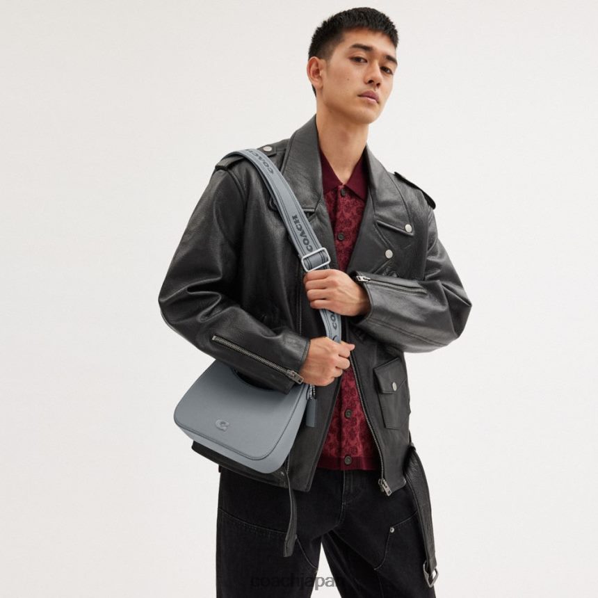 Coach 男性 シグネチャーキャンバス付きホーボークロスボディ グレーブルー TZL402666