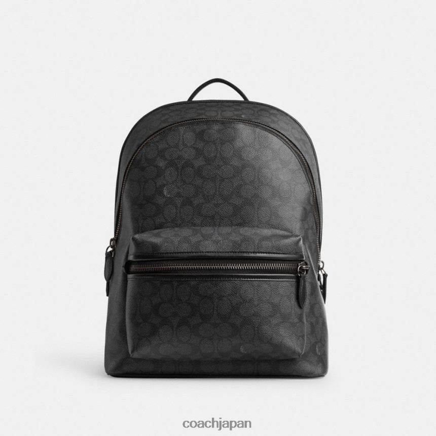 Coach 男性 シグネチャーキャンバス製チャーターバックパック 木炭 TZL402676