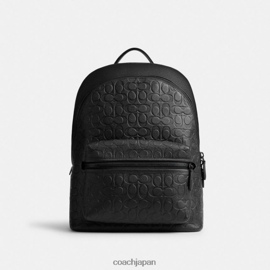 Coach 男性 シグネチャーレザーのチャーターバックパック 黒 TZL402677