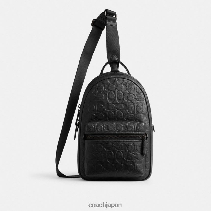 Coach 男性 シグネチャーレザーのチャーターパック 黒 TZL402690