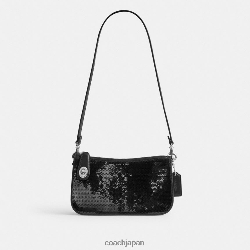Coach 女性 スパンコール付きペンショルダーバッグ 左/黒 TZL40270