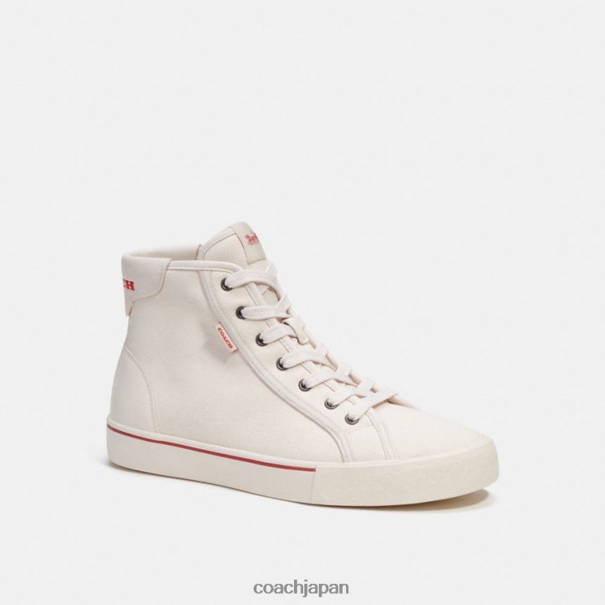 Coach 男性 スケートハイトップスニーカー チョークスポーツレッド TZL402747