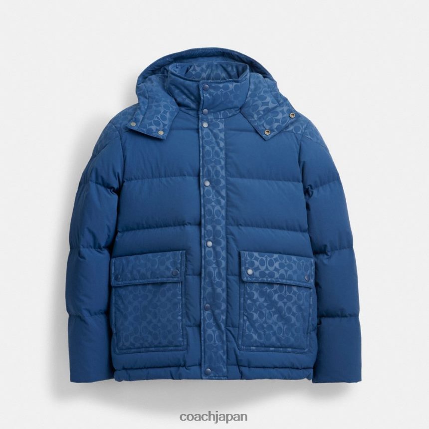 Coach 男性 シグネチャーフロントポケットパフジャケット 藍色 TZL402756