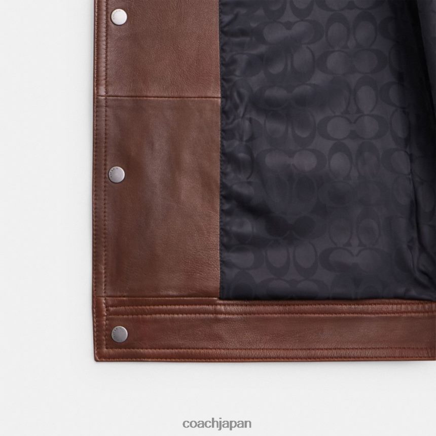 Coach 男性 バイカージャケット 茶色 TZL402759