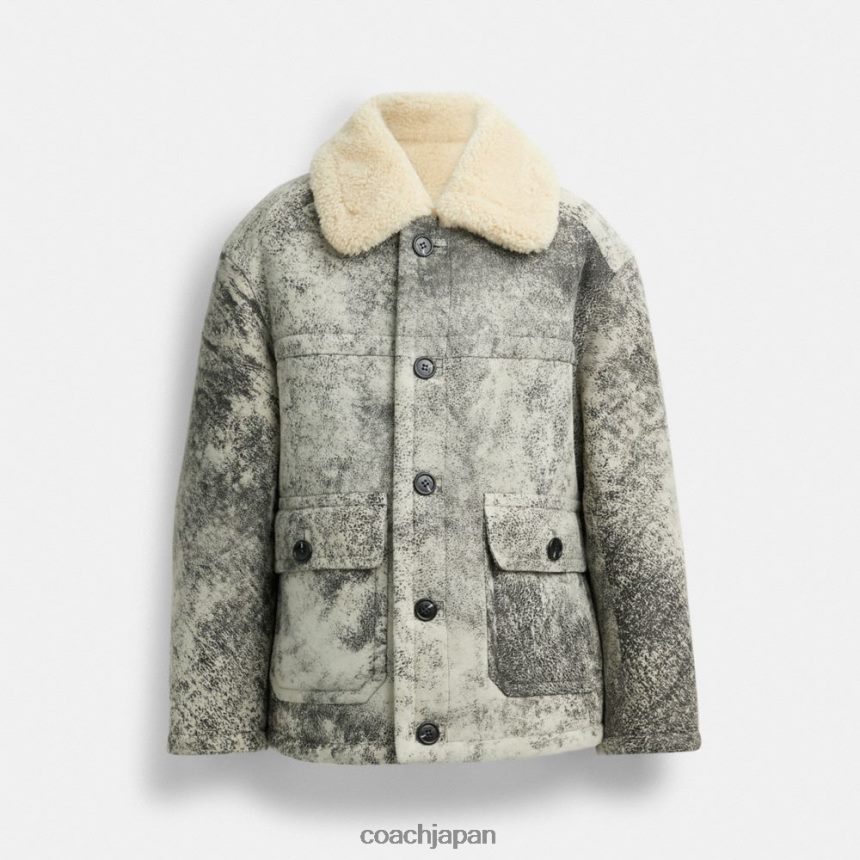 Coach 男性 ムートンコート ブラック/グレー TZL402760