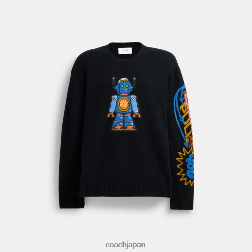 Coach 男性 コズミックコーチセーター 黒マルチ。 TZL402771