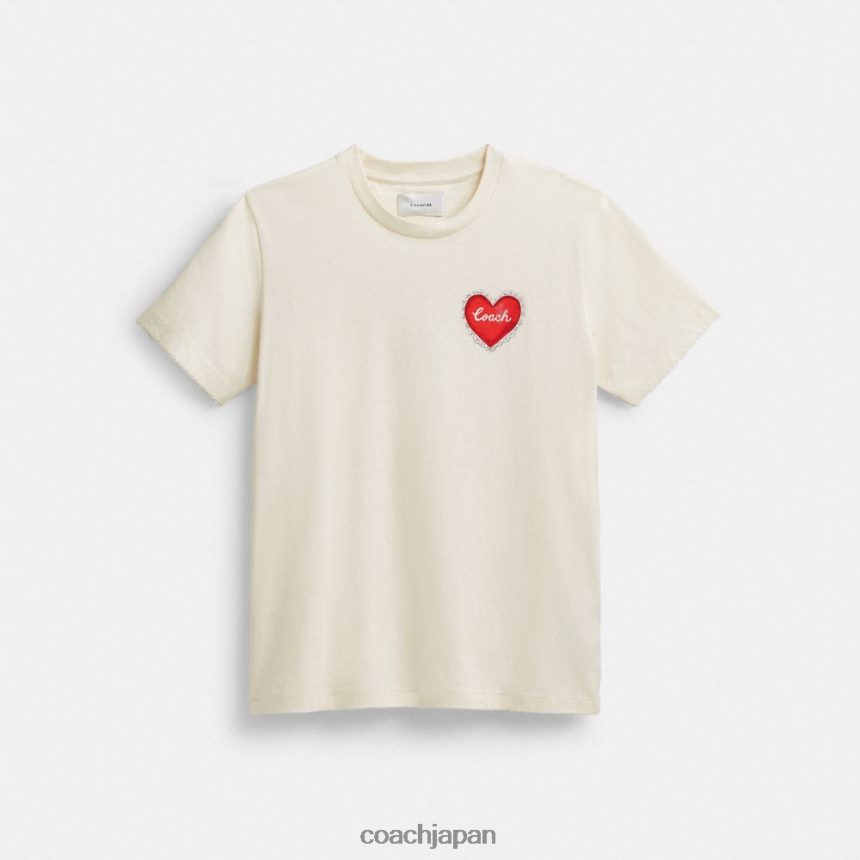 Coach 女性 ハートのTシャツ 白。 TZL402470