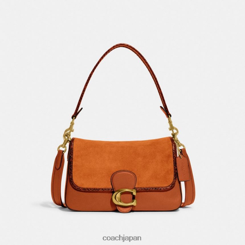 Coach 女性 スネークスキンのディテールを施したソフトタビーショルダーバッグ b4/磨かれた琥珀色 TZL402120