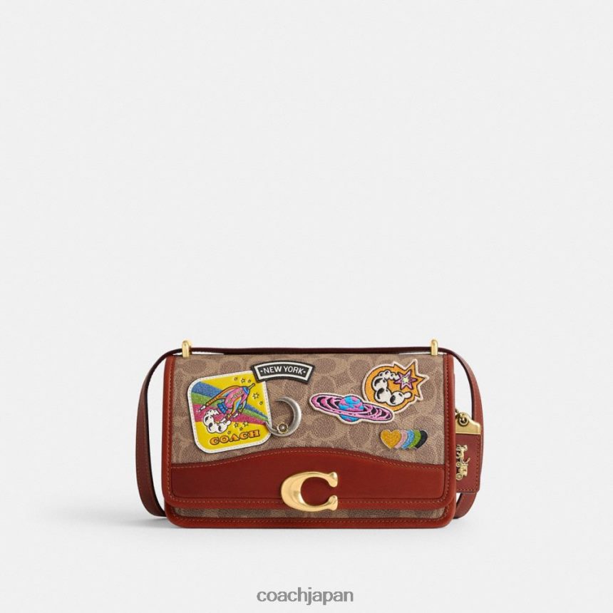 Coach 女性 コズミック コーチ バンディット ショルダーバッグ シグネチャー キャンバス パッチ付き b4/タンサビマルチ TZL402267