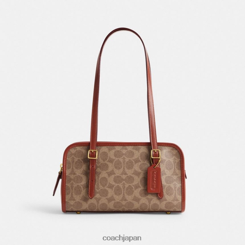 Coach 女性 シグネチャーキャンバスのスイングジップ b4/黄褐色錆び TZL402268